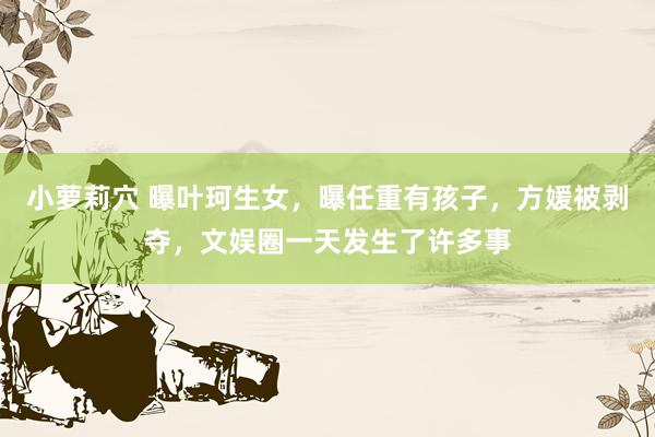 小萝莉穴 曝叶珂生女，曝任重有孩子，方媛被剥夺，文娱圈一天发生了许多事