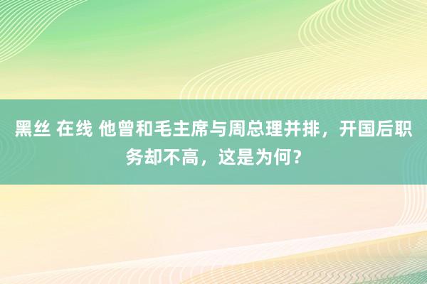 黑丝 在线 他曾和毛主席与周总理并排，开国后职务却不高，这是为何？