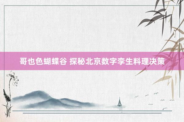 哥也色蝴蝶谷 探秘北京数字孪生料理决策