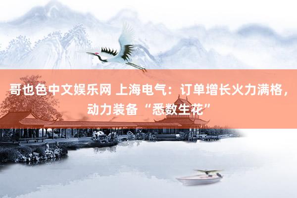 哥也色中文娱乐网 上海电气：订单增长火力满格，动力装备 “悉数生花”