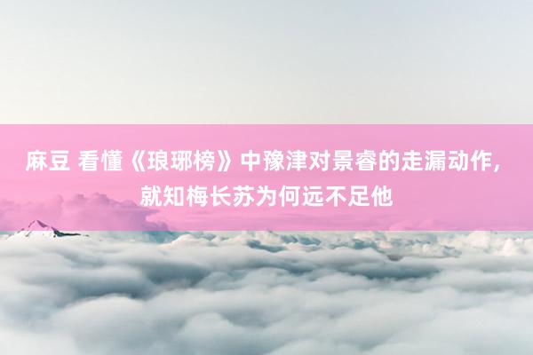 麻豆 看懂《琅琊榜》中豫津对景睿的走漏动作， 就知梅长苏为何远不足他