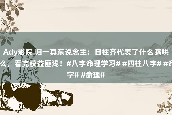 Ady影院 归一真东说念主：日柱齐代表了什么瞒哄了什么，看完获益匪浅！#八字命理学习# #四柱八字# #命理#